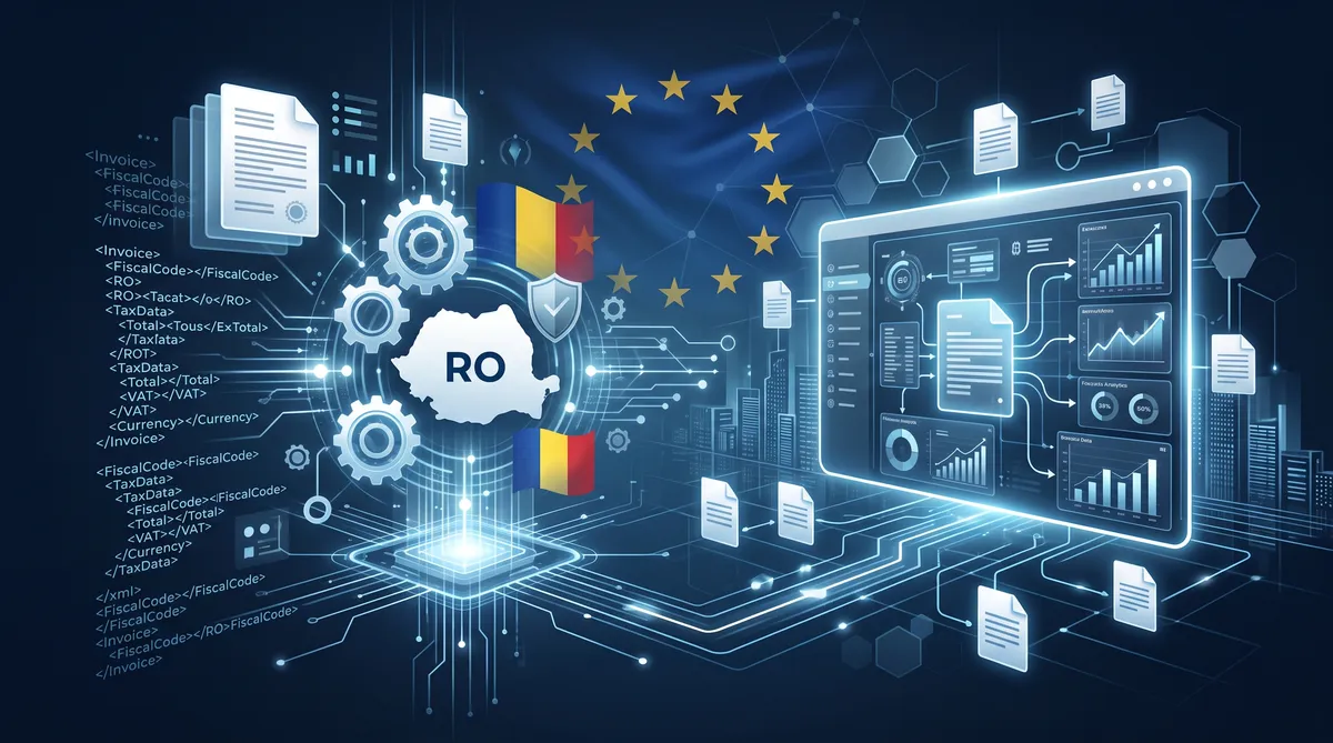Hero illustration for the article Business Central și conformitatea fiscală din România: SAF-T, e-Factura și e-Transport explicate