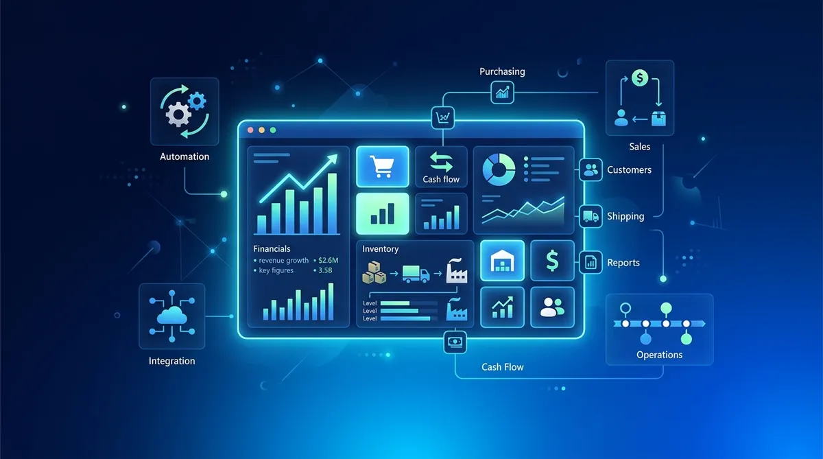Hero illustration for the article Ce este Microsoft Dynamics 365 Business Central? Un Ghid Complet
